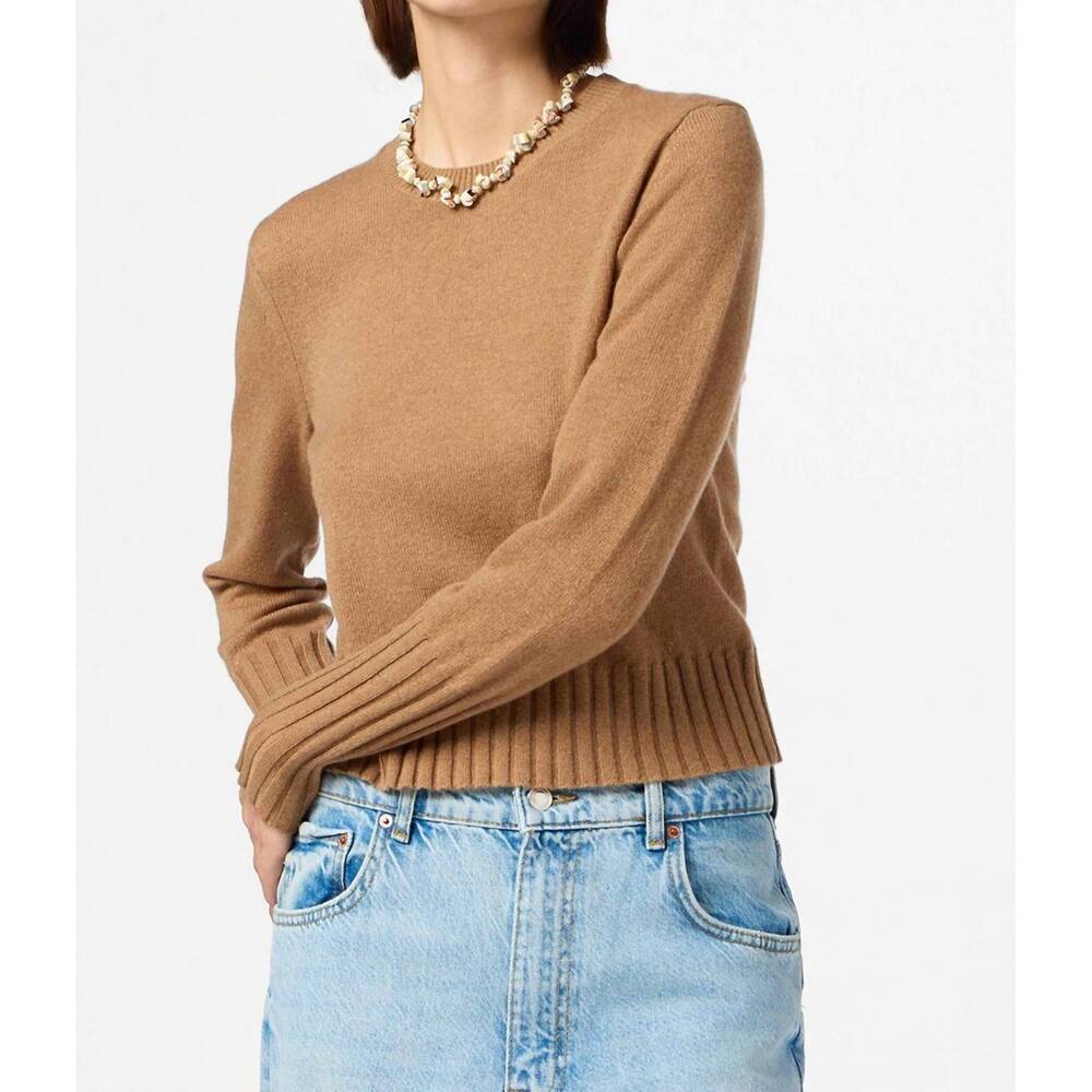 NEW GUEST IN RESIDENCE shrunken cashmere crew neck tee in almond